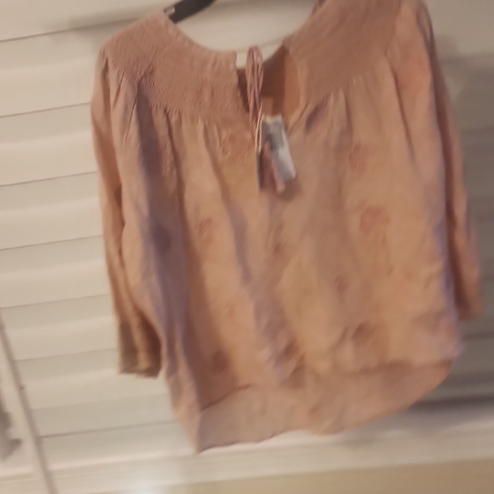 MAGASCHONI Pale Mauve 100% Linen Embroidered Blouse Size M - Picture 5 of 7